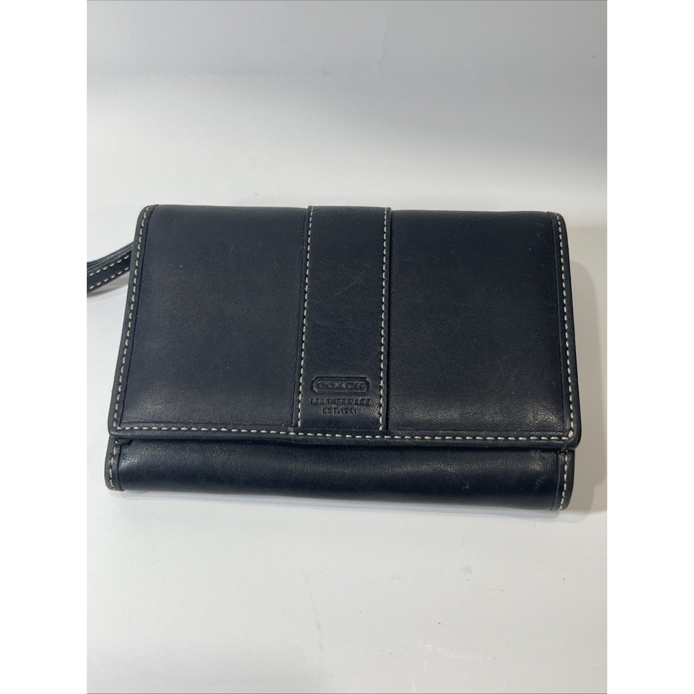 Coach Women's Leather Wallet Folding Snap Closure With Black Y2K Bifold